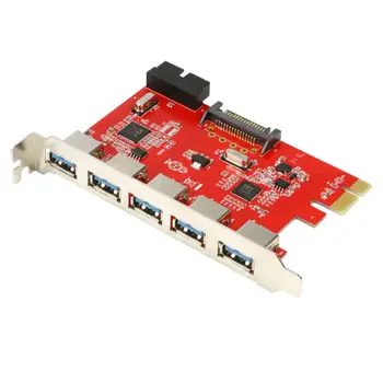 

5 Ports PCI-E To USB 3.0 with 20Pin Connector Add on Card PCI Exrepss Converter Adapter