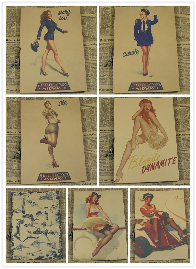Home Decor Vintage Classicy Pin up Girls Poster Retro 