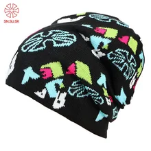 SN. SU. SK зимние шапки с буквенным принтом для женщин и мужчин, Вязанные Трикотажные Шапочки, модные теплые лыжные шапочки в стиле хип-хоп с черепом для девочек