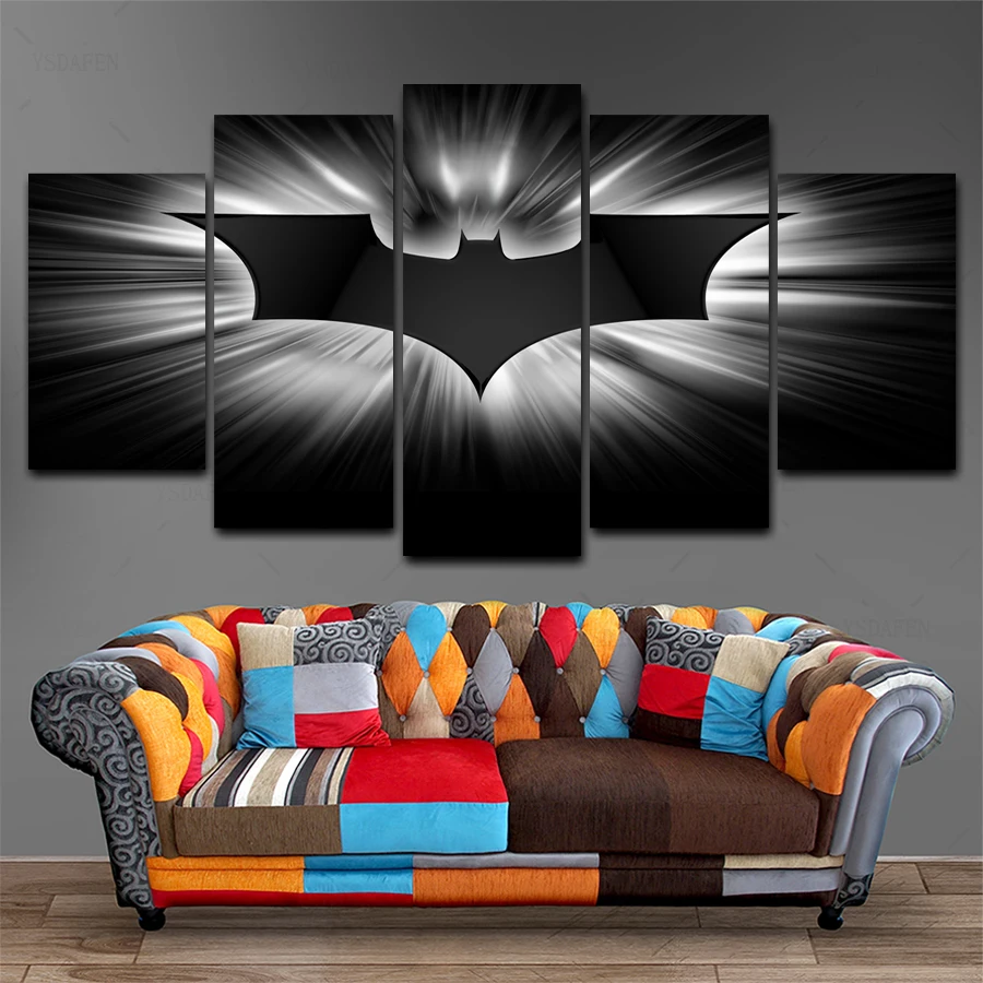 

Modern HD Printed Poster FrameworkMovie Modular Painting Canvas Wall Art Pictures Home Decoration 5 Pieces Batman Dark Knight