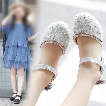

2019 New Summer Sandals Kids Girls Sakura Rhinestone Bownot Crystal Princess Shoes Leisure Non-Slip Sandals modis Fashion D30