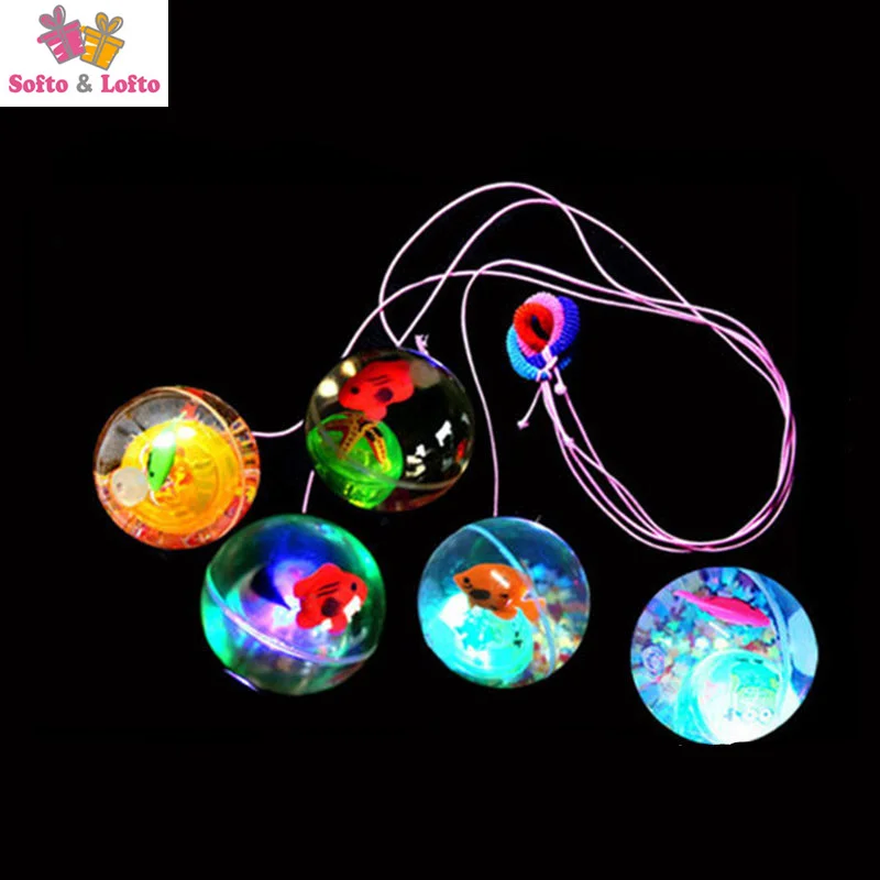 Luminous bouncing ball with elastic string light clear transparent
