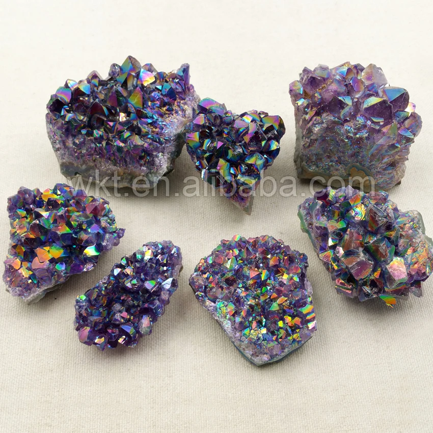

WT-G190 Wholesale 5pcs/lot Healing Rainbow Crystal Quartz Stone Charm Rainbow Colors natural crystal quartz cluster stone