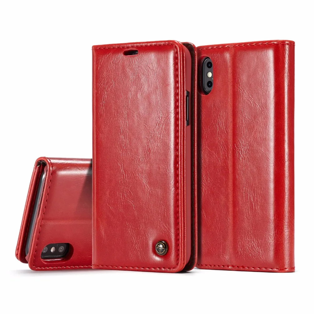 

CaseMe For iPhone X Luxury Retro Magnetic Leather Stand Flip Wallet Card Pocket Phone Back Case Cover Skin For iPhone X 5.8 inch