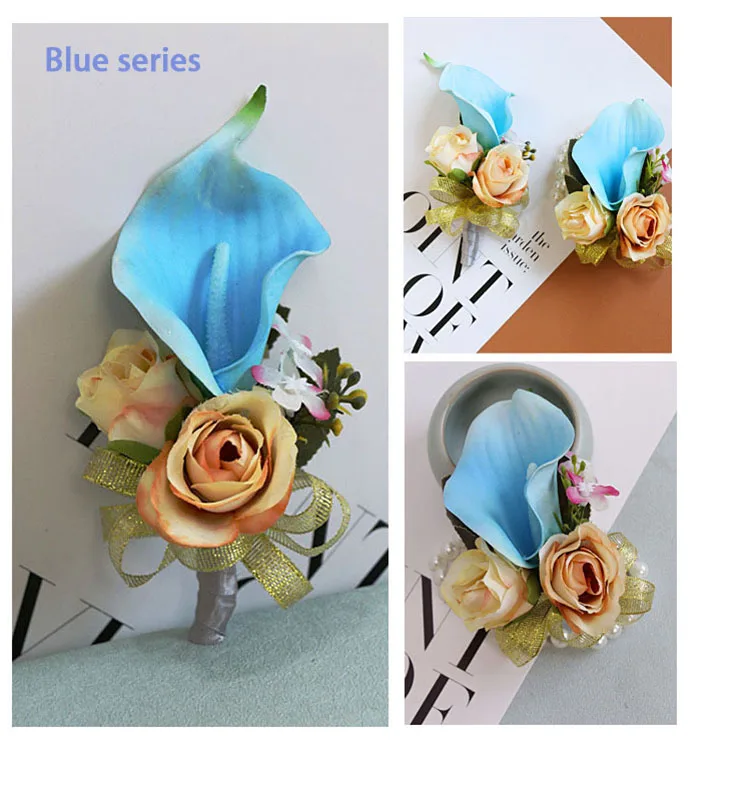 wedding corsage groom flower boutonniere cuff bracelets bridesmaid (12)
