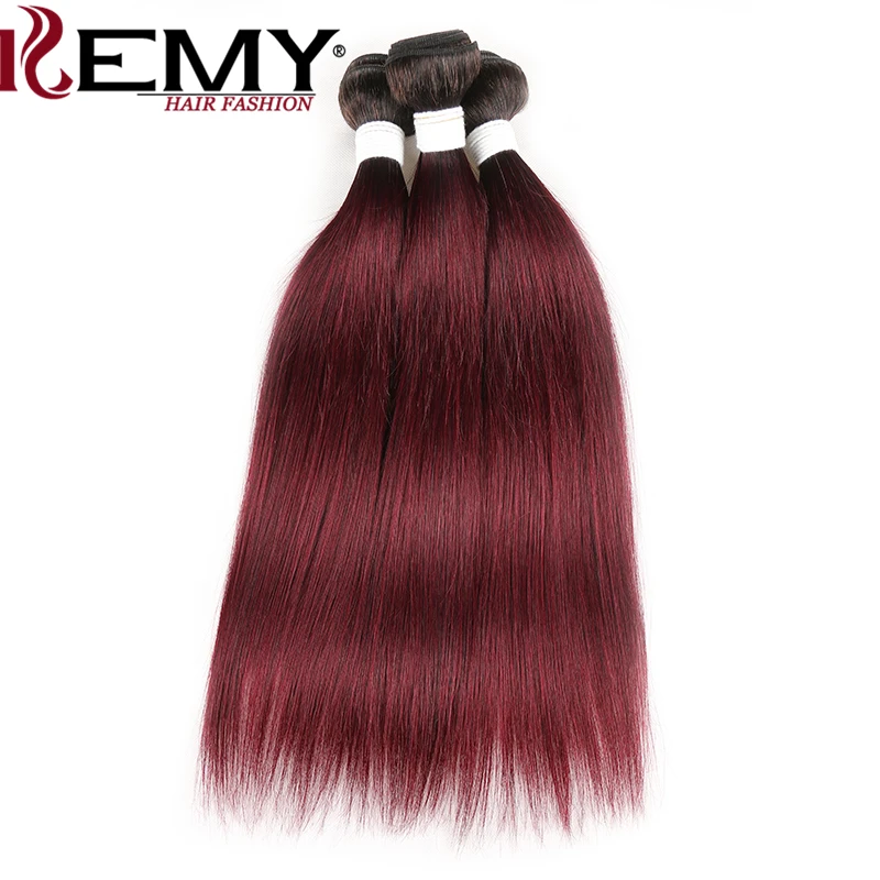 4 пучка человеческих волос T1B 99J темные корни Омбре красные бразильские прямые человеческие волосы плетение пучки kemy Hair не-remy наращивание