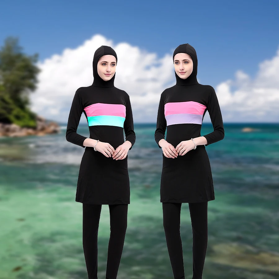 News Plus Size Burkinis Modest Clothing Islamic Muslim Swimsuit Separated...