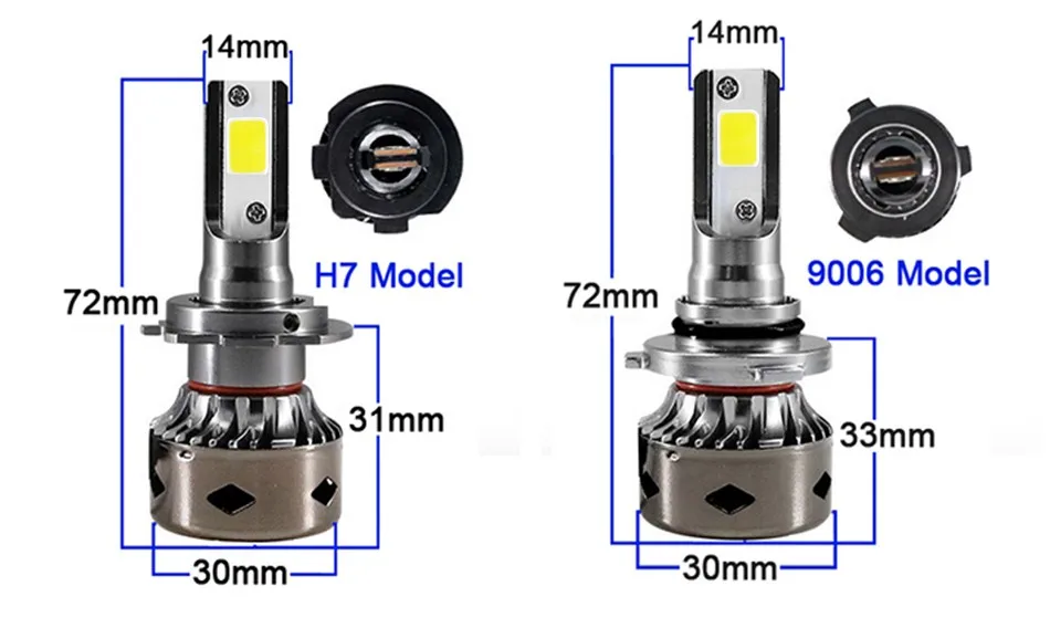 HLXG Автомобильные Компактные H7 LED с Обманкой Canbus 8000К H4 LED H11 H8 9006 HB4 Светодиодные Лампы Головного Света 4300К H1 9005 HB3 в Машину 12В 72Вт 1000Лм 6000К Ближний Свет Дальний Противотуманные Фары ЛЕД