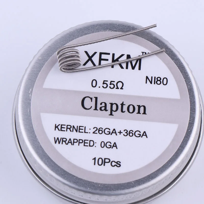 XFKM NI80 высокая плотность Clapton готовые катушки для электронной сигареты RDA RTA RBA атомайзер мод нагревательный провод - Цвет: clapton 055