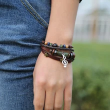 G Clef Note Leather Bracelet Boho Gypsy Hippie Leather Star Bracelet Unisex Adjustable Bracelet джинсы g star g star gs001ewzig51