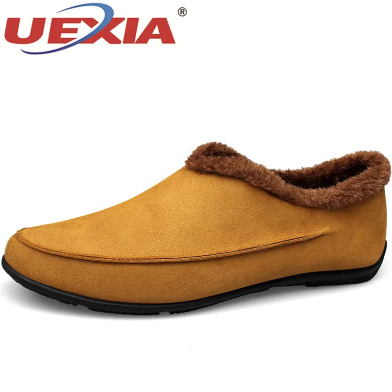 

UEXIA Leather Men Loafers Fashion Men Dress Shoes Warm Winter Fur Men's Casual Shoes Handmade New Design Soft Leather Loafers