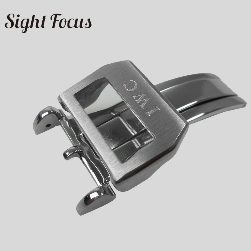 

Stainless Steel Deployment Clasp 18mm Watch Band Leather Strap Deployant Buckle for IWC Big Pilot Logo on Folding Clasp Men Belt