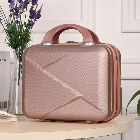 Bolsa de Cosméticos Mala para Maquiagem Bolsas de Higiene Alta Qualidade Moda Mala 14 Polegadas Mini Zíper Senhora Negócios Abs Pessoal Bolsa Luz