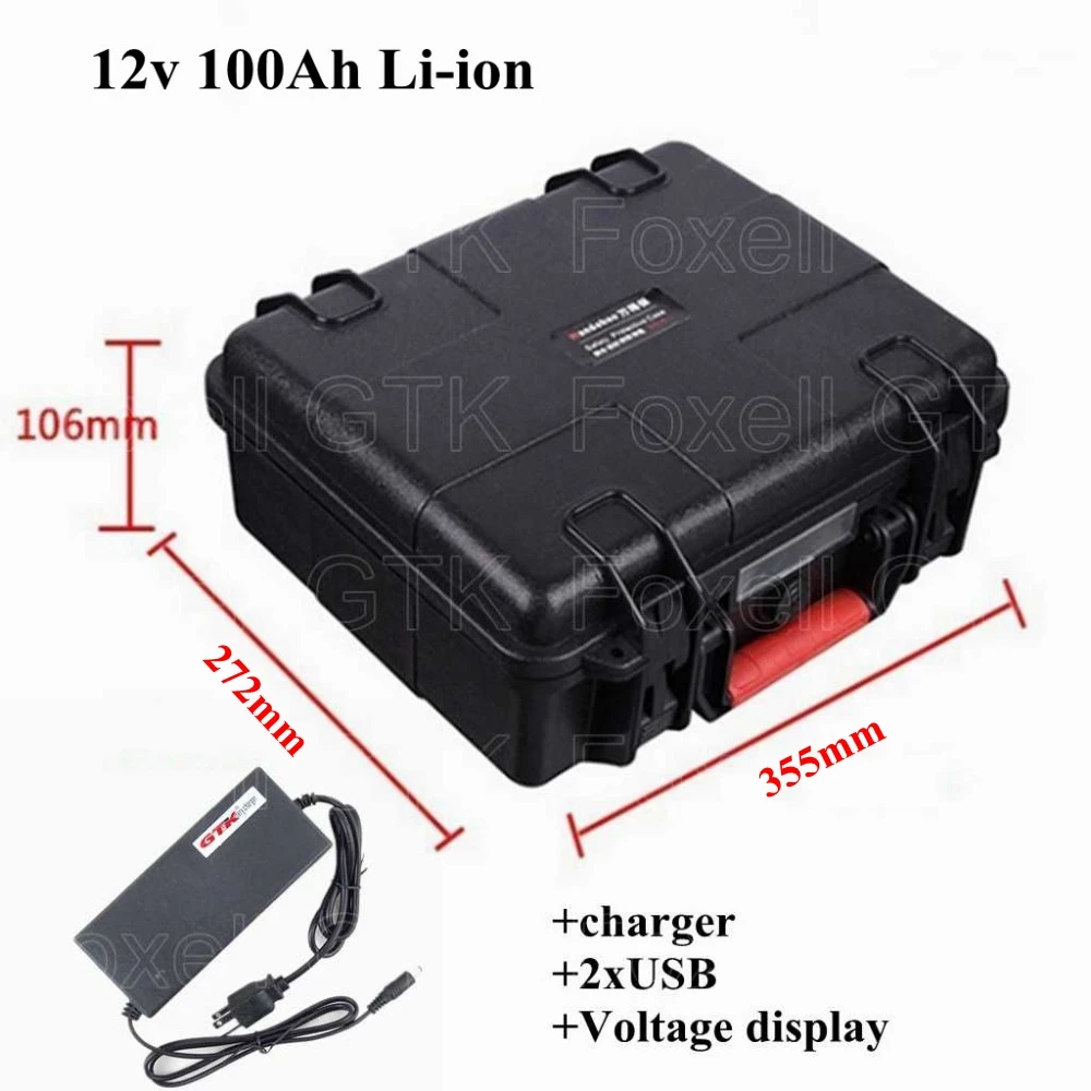 

12v 100Ah Deep Cycle Lithium ion Battery 12v 100ah Li-ion battery pack for solar/car/marine/electric scooter ebike+10A Charger