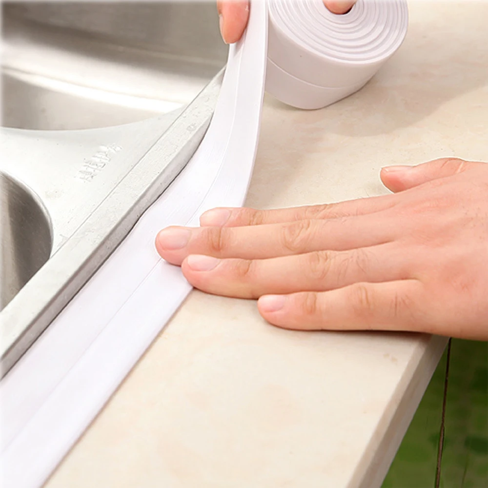 

1 Roll PVC Kitchen Sink Basin Edge Sealing Tapes Bath Wall Sealing Strip Bathroom Waterproof Self Adhesive Tape Wall Stickers