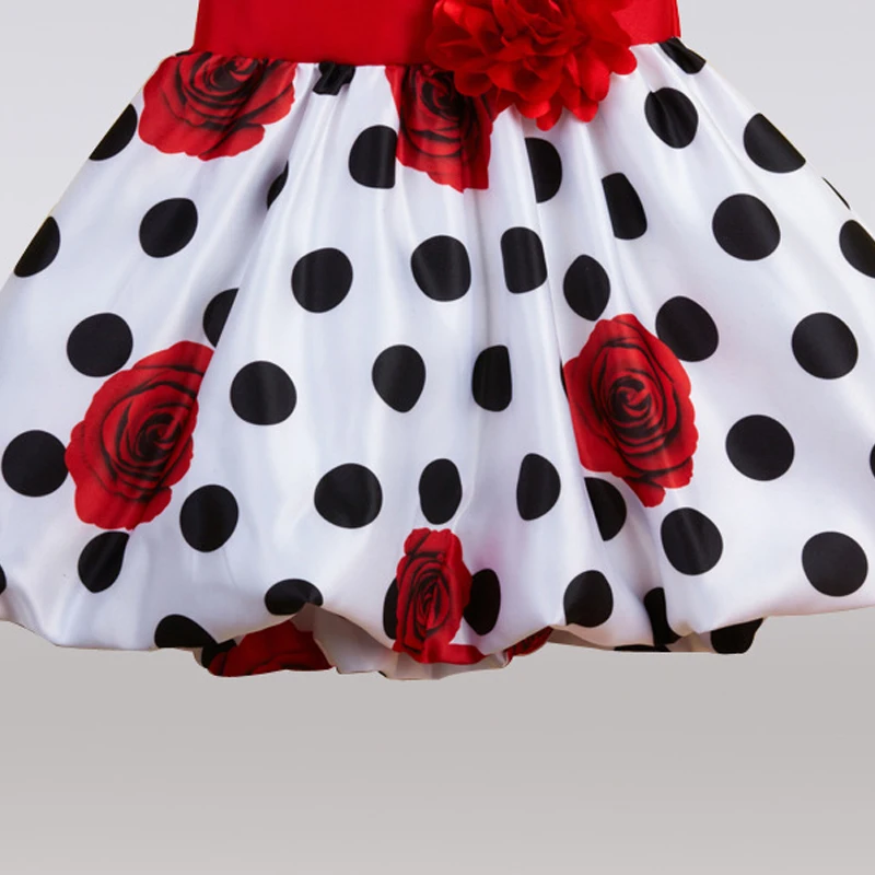 B&N Sleeveless Children Dresses Black Dot Red Bow Floral Dress Baby Infant Summer Party Dresses Princes Girls Costumes10