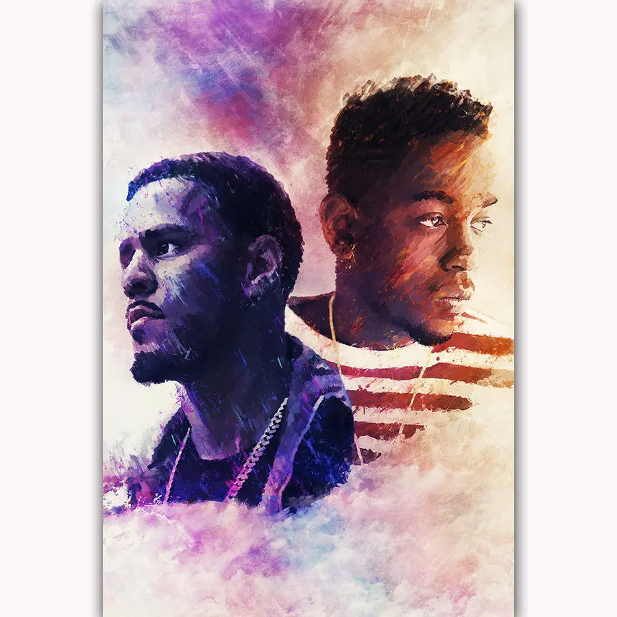 New Kendrick Lamar And J Cole Rap Music-Silk Art Poster Wall Sicker Decoration Gift | Дом и сад