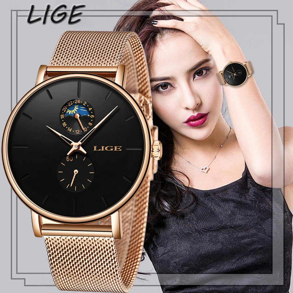 Superior de Luxo à Prova Relógio de Pulso Relógio de Quartzo Lige Womens Relógios Marca Dwaterproof Água Relógio Moda Senhoras Aço Inoxidável Ultra-fino Casual 2 Relógios femininos