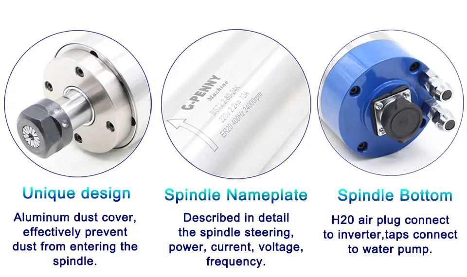 2. 2 кВт шпиндель с водяным охлаждением ER20 80x230 мм 4 шт. подшипники и 220 В 2.2квт векторный инвертор и 80 мм кронштейн и 0,008 мм Цанги