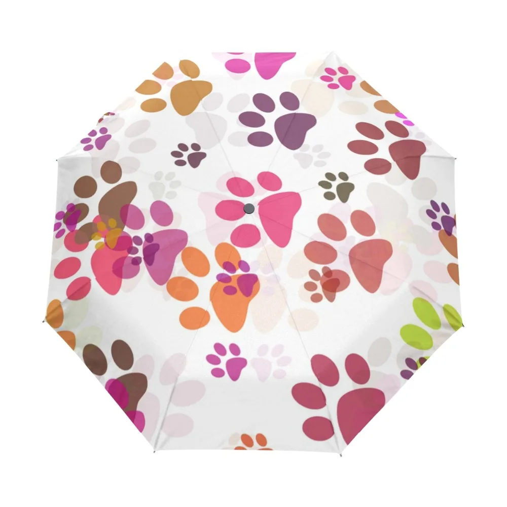 

Women Rain Umbrella Animal Paw Prints Summer Shady Folding Umbrella Waterproof Anti-UV Protective Canopy Parasol