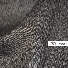 Тонкая камвольная 70% шерстяная ткань коричневый стиль елочка цена за 1 метр 5" идея для пальто