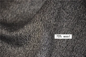 

Free ship Fine worsted 70% wool fabric brown herringbone style price for 1 meter 59" idea for coats