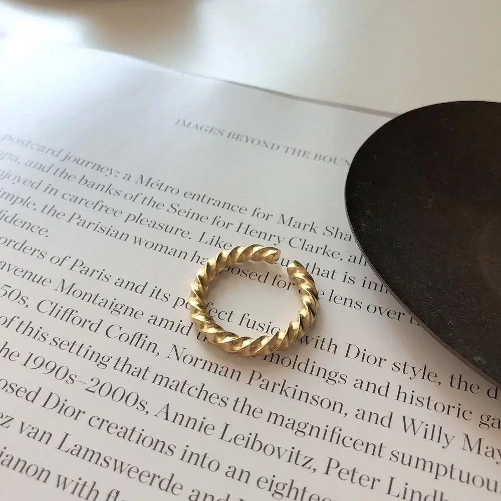 Аутентичные S925 стерлингового серебра ювелирные изделия Golds твист кольцо из каната отрегулировать TLJ658