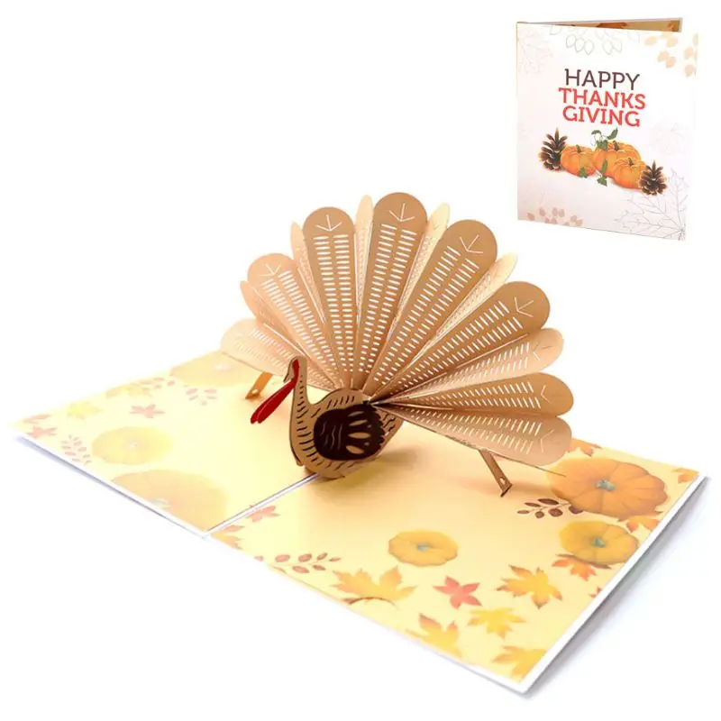 

Peacock 3D Pop Up Greeting Cards Wedding Birthday Holiday Postcard Invitations with Envelope