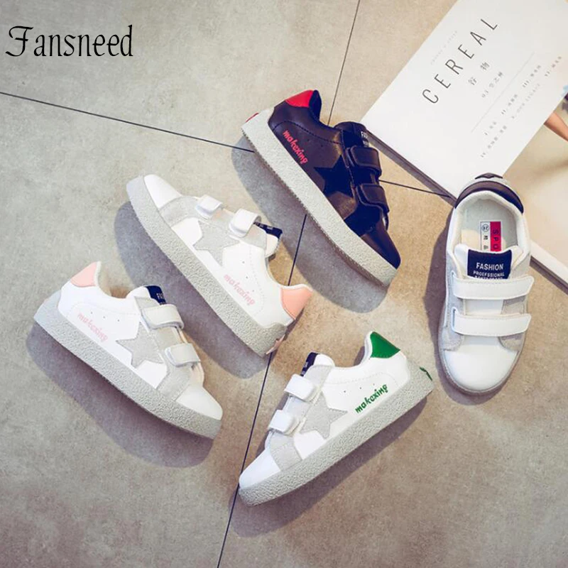 

2019 spring new children shoes girls quality white leather shoes casual sneakers boys fashion sports single shoes