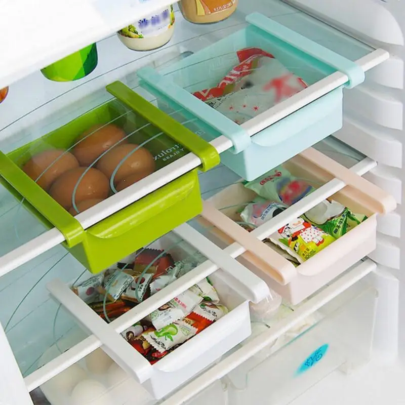 

Hot Sale Kitchen Shelves Fridge Organizer Slide Fridge Storage Rack Refrigerator Shelf Holder Food Container Space Saver