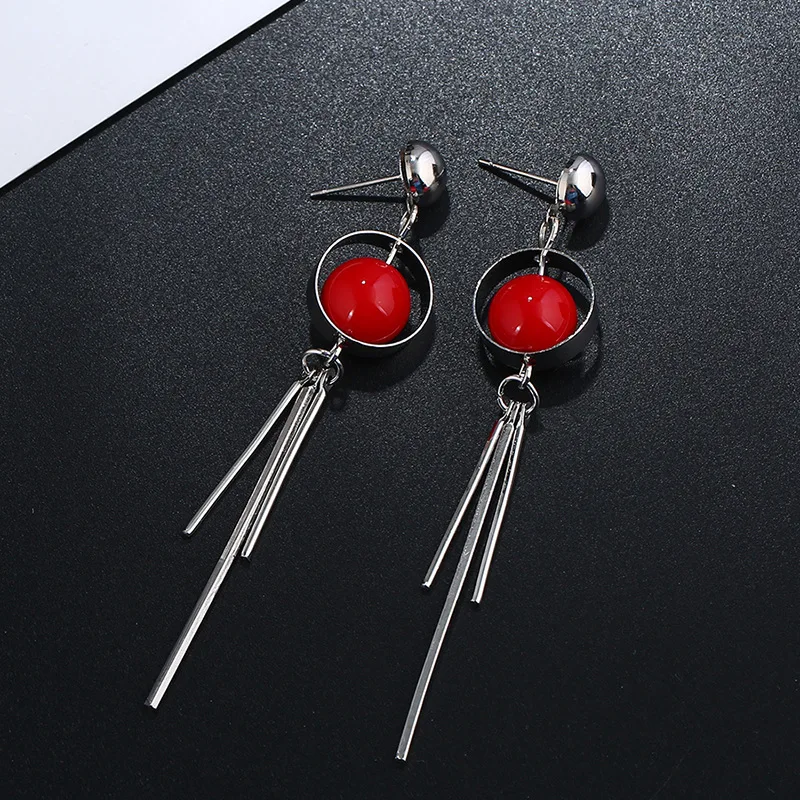 Tassel Roman numerals long section shell earrings earrings jewelry
