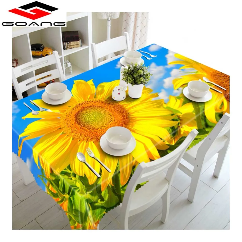 

GOANG Tablecloth 3D Fruit Flower Pattern Dustproof Washable Thicken Cotton Rectangular and Round Table Cover For Christmas Party