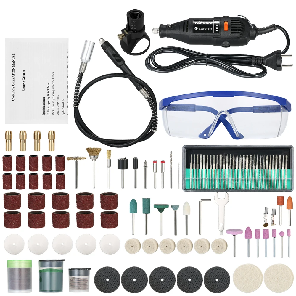 

KKmoon 130W Dremel Rotary Tool Mini Electric Drill Variable Speed Grinding Machine Grinder Set with 160pcs Engraving Accessories