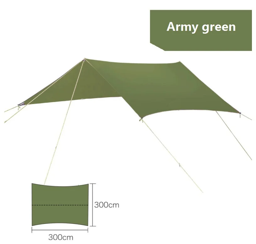300x300 см/шт уличная Ультралегкая Солнцезащитная укрытие анти УФ 210 т полиэстер с серебряным покрытием Водонепроницаемая Солнцезащитная шторка парус тент - Цвет: Army green