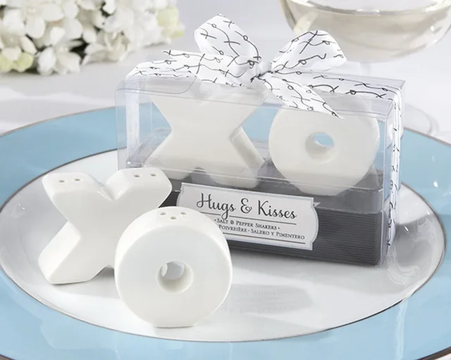 Hugs Kisses From Xo Ceramic Salt Pepper Shakers Wedding Party Xo Ceramic Salt Pepper Shakers Wedding Party Favor Guest Gift