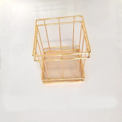 Скандинавское Простое розовое золото ведро в винтажном стиле орнамент стеллаж для хранения настольный декор для домашнего декора органайзер для хранения для гостиной подарки - Цвет: Square pencil holder