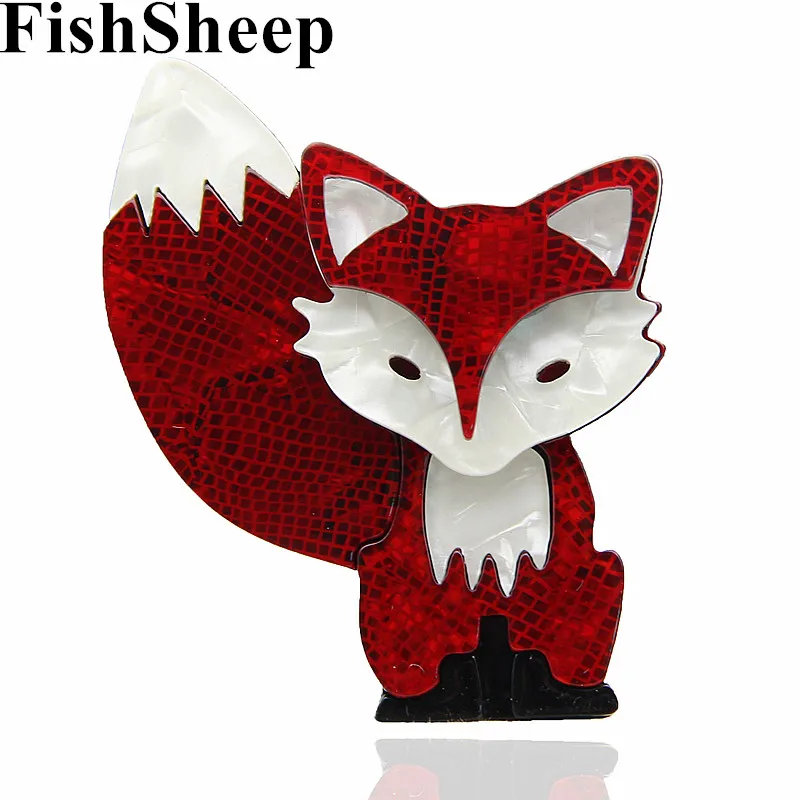 FishSheep, 2 цвета, новинка, акриловые Милые Броши с лисой и булавками, ацетатное волокно, животное, стильная Брошь для женщин, аксессуары для шарфов, подарки