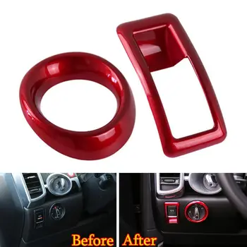 

2x Auto Inner Headlight Switch Adjustment Knob Cover Trim Sticker Fit For Porsche Cayenne 2011-16 Car Styling Interior Accessory