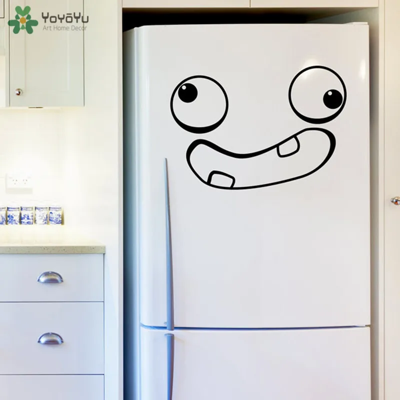 

Funny Face Kitchen Fridge Door Decals Interior Crazy Face Home Decor Removable Vinyl Decal Cute Adhesive Stickers Art DIY SYY487