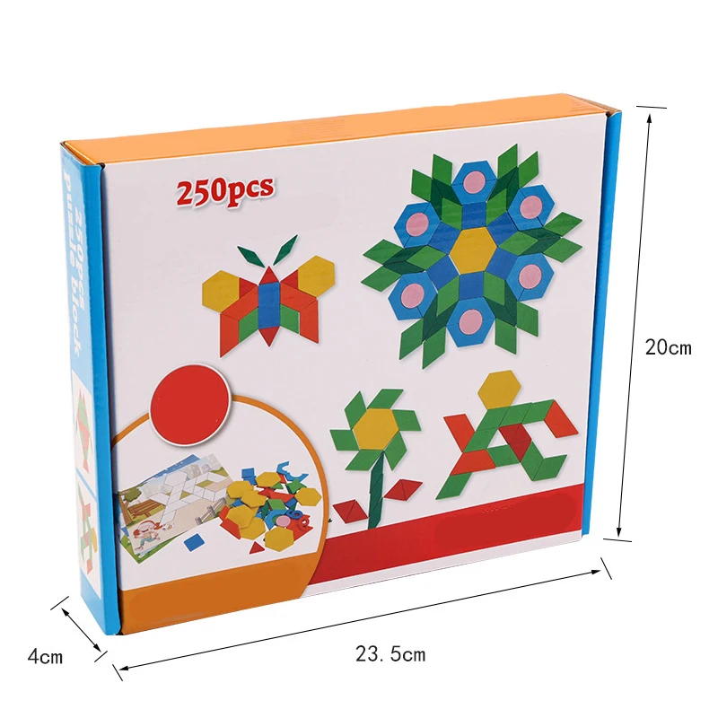 250 шт Геометрическая головоломка Tangram, игрушки, креативная головоломка, деревянная головоломка, игрушка, забавная обучающая игра, подарки для мальчиков и девочек