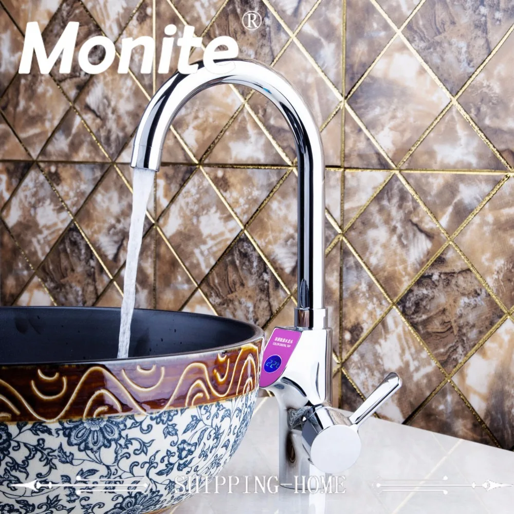

Bathroom Faucet Chrome Digital Display Temperature Faucet Kitchen Faucet Deck Mount Sink Water Mixer Tap Bathroom Basin Faucet