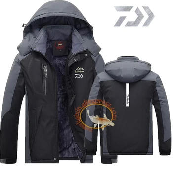 

2019 Daiwa Fishing Clothing Winter Men Women Autumn Winter Waterproof Warm Fishing Jackets Patchwork Hooded Mountaineering Suits