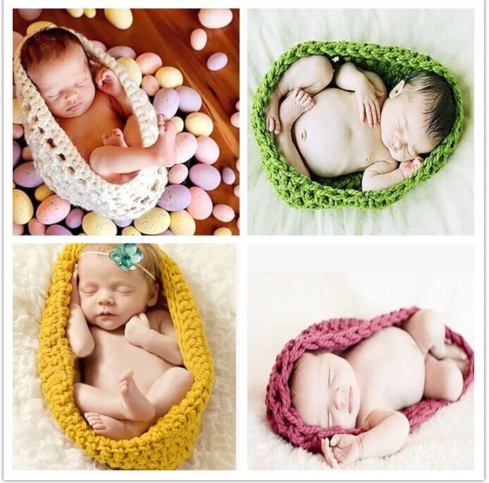Baby Bowl Cocoon Photography Props Handmade Newborn Knitted Hat Pod Sleeping Bag Crochet Toddler Costume Outfit 35 | Детская одежда и