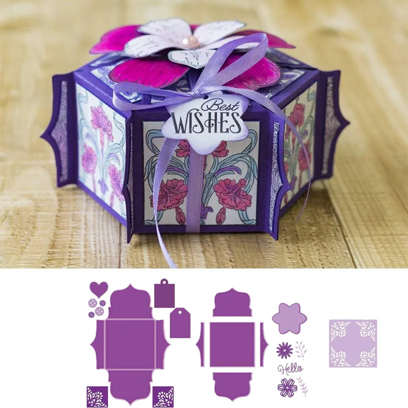 

Dimensional Flower Box Frame Metal Cutting Dies Stencils For DIY Scrapbooking Decoration Embossing Supplier Cards Craft Die Cut