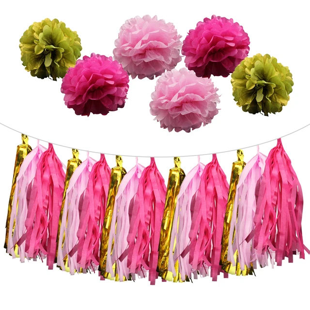 1 Juego De Pompones De Papel Con Flores Para Ninos Ninas Baby 1 Juego De Pompones De Papel Con Flores Para Ninos Ninas Baby