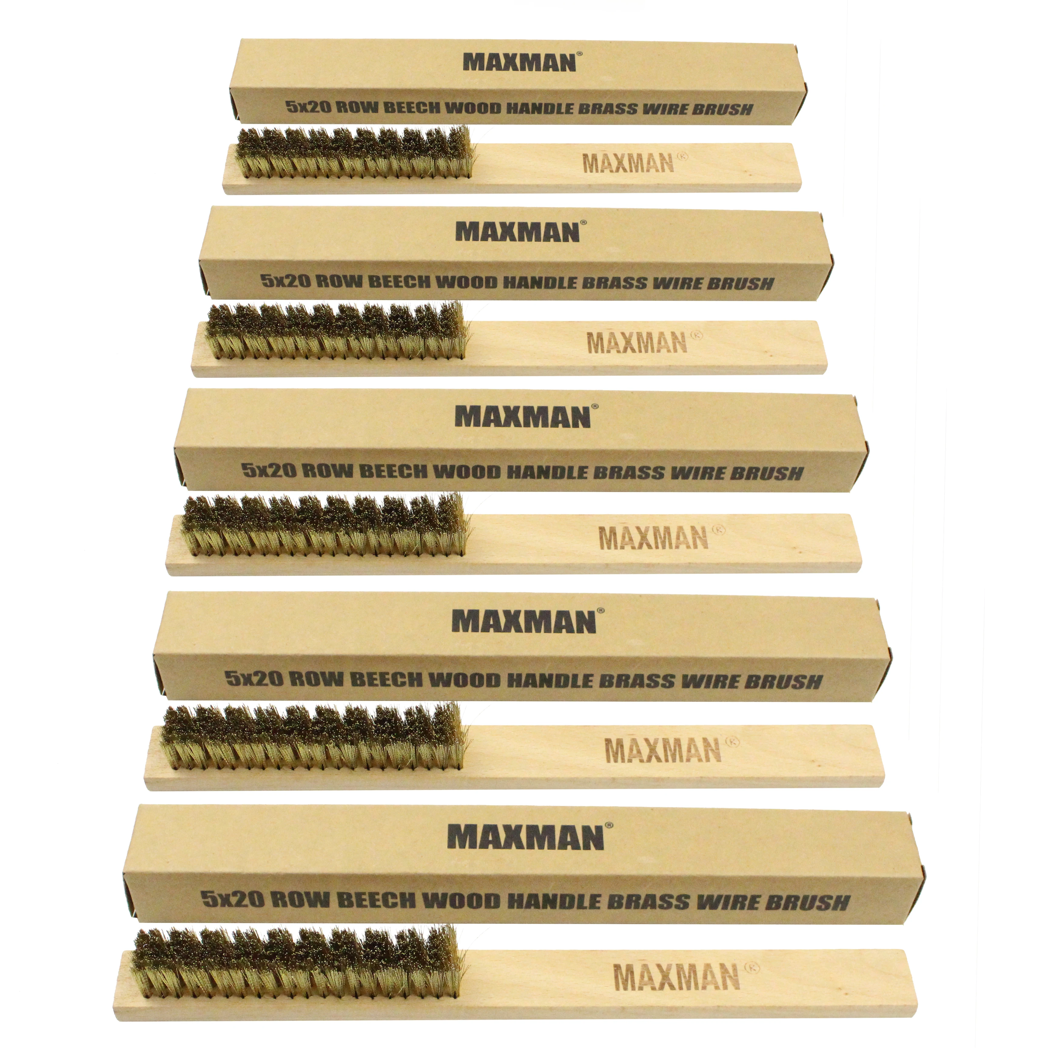 

MAXMAN 5 PCS Copper Wire Brush Beech Wood Handle Brass Brush for Industrial Devices Surface/Inner Polishing Grinding Cleaning