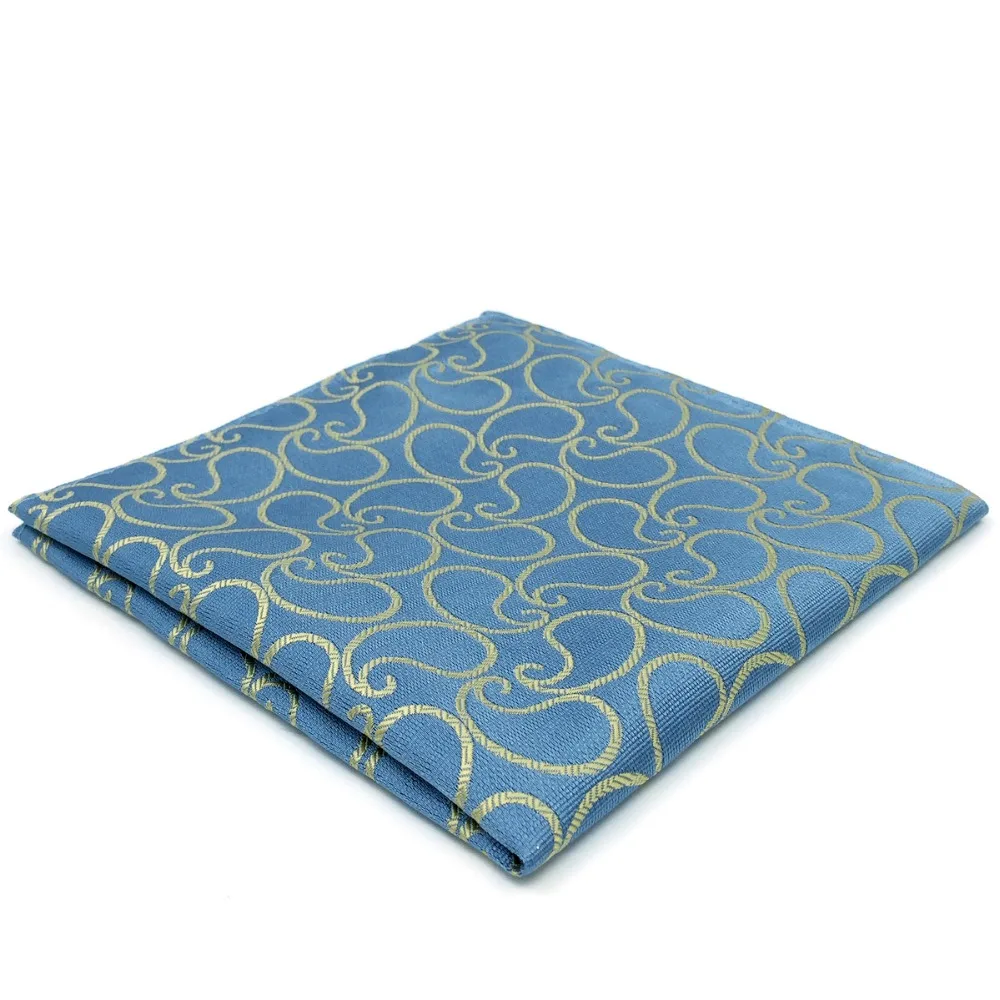 

EH9 Paisley Blue Yellow Pocket Square Wedding Silk Handkerchief Hanky