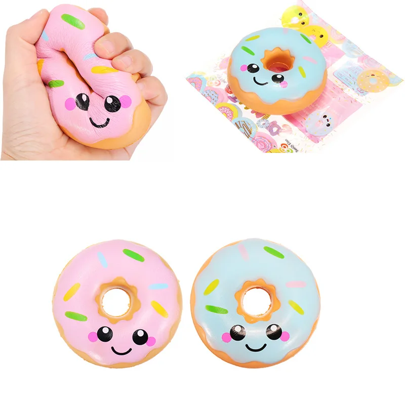 

Kawaii Soft Squishyed Donuts Happy Face Donut Phone Strap Super Slow Rising Elastic Bread Gift Stress Kids Toys For Children