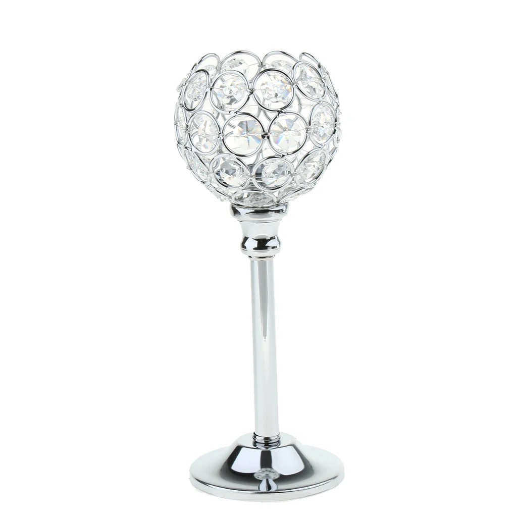 2PCS DIAMANTE CRYSTAL TEA LIGHT PILLAR CANDLE HOLDER HOME WEDDING PUB CAFE DECOR TABLE TOP CENTERPIECE