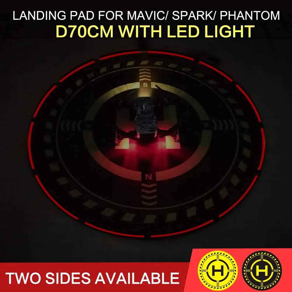 

With LED Lighting Foldable Helipad Landing Field D70cm Landing Pad for DJI MAVIC AIR/ MAVIC 2 PRO/ SPARK/ PHANTOM 3 4 PRO V2.0